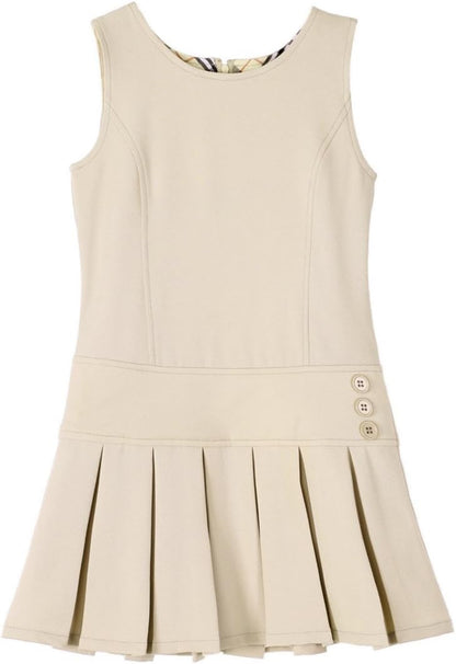 Stretch Fit Pleated Hem Kids Sleeveless Dress
