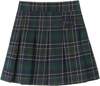 Girls Button Pleated Scooter Skirt School Uniform