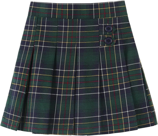 Girls Button Pleated Scooter Skirt School Uniform