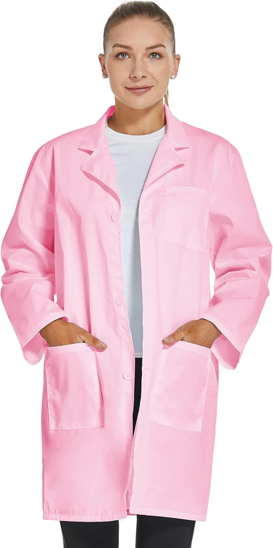 Professional Lab Coat for Women Long Sleeve, White, Unisex