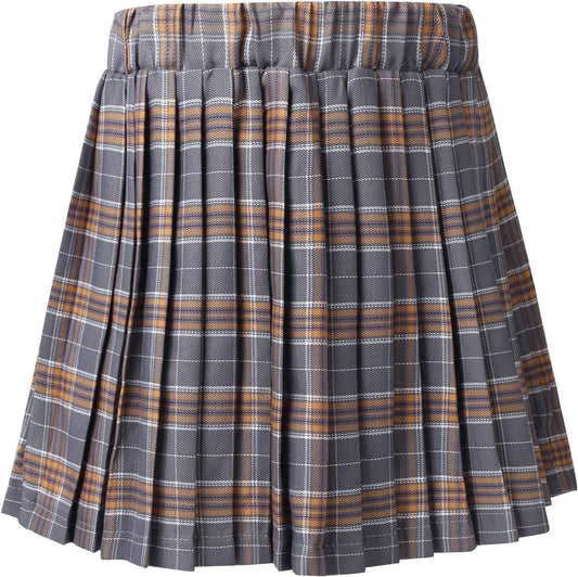 Kids Girls Plaid Pleated Skirt High Waist Skater Tennis Skirts Skorts with Shorts School Girl Uniform