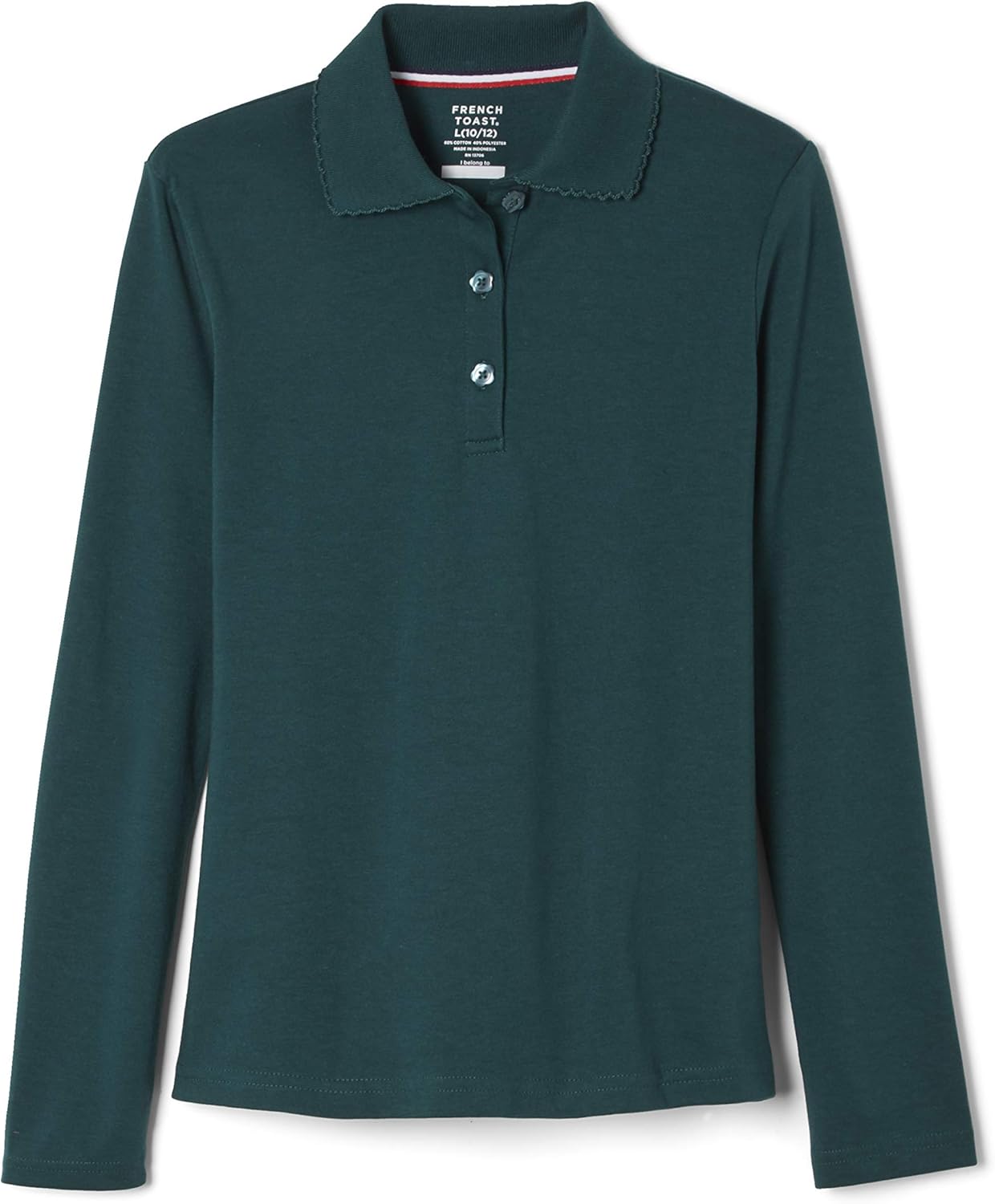 Girls' Uniform Long Sleeve Polo with Picot Collar (Standard & Plus)