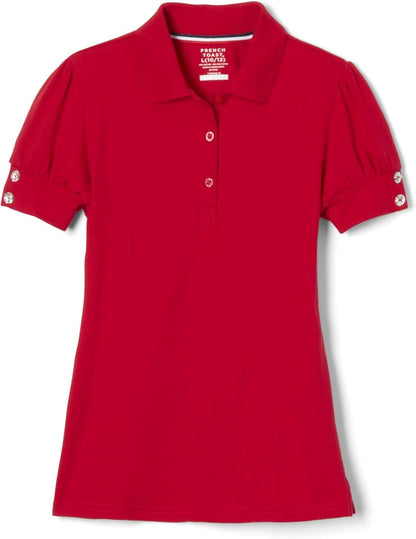Girls Plus Size' Puff Sleeve Double Button Polo