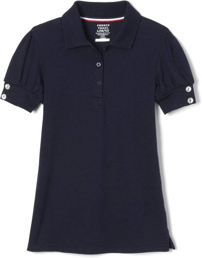 Girls Plus Size' Puff Sleeve Double Button Polo