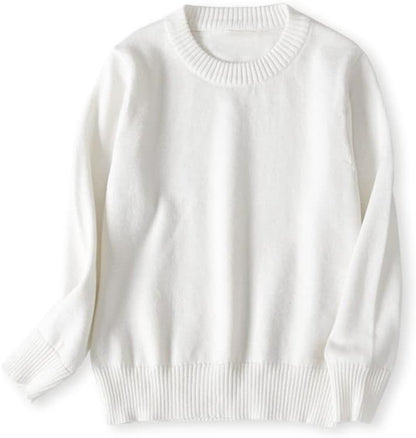 Boys and Girls' Uniform Cotton Crew-Neck Sweaters Long Sleeve Pullover Knit Sweater