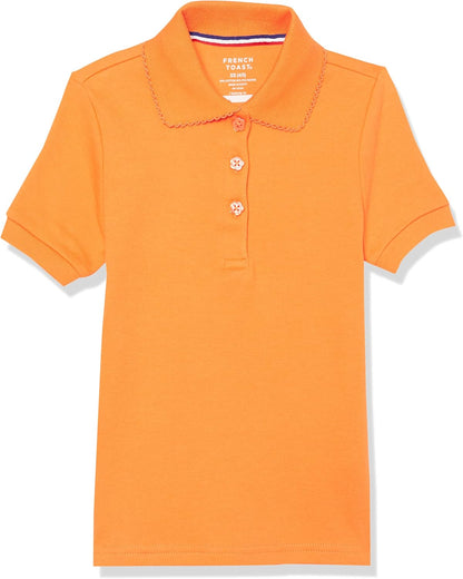 Girls' Short Sleeve Picot Collar Polo School Uniform Shirt (Standard and Plus)