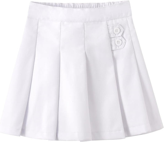 Girls Button Pleated Scooter Skirt School Uniform