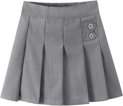 Girls Button Pleated Scooter Skirt School Uniform