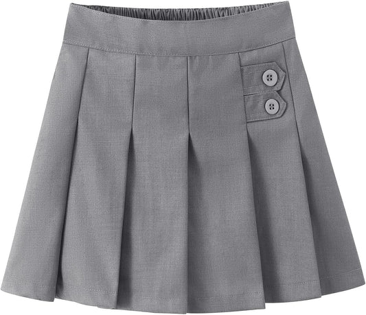Girls Button Pleated Scooter Skirt School Uniform