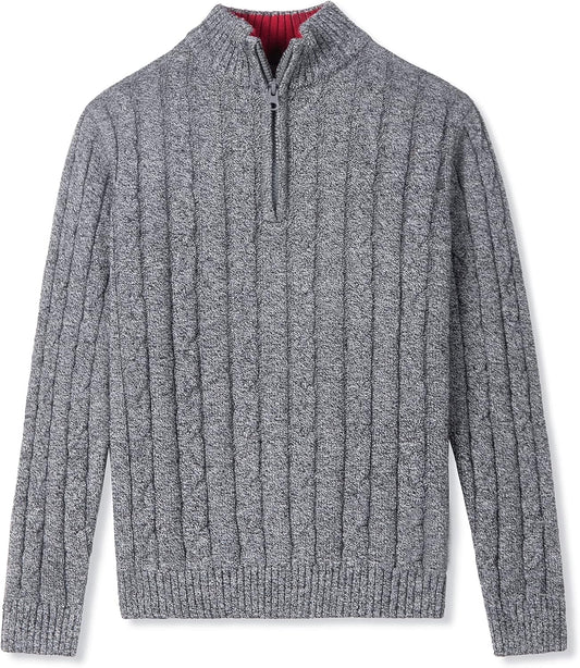 Kid Nation Boys Sweater 100% Cotton Quarter Zip Sweater Kids Cable Knit Casual Pullover (Previously Amazon Essentials)