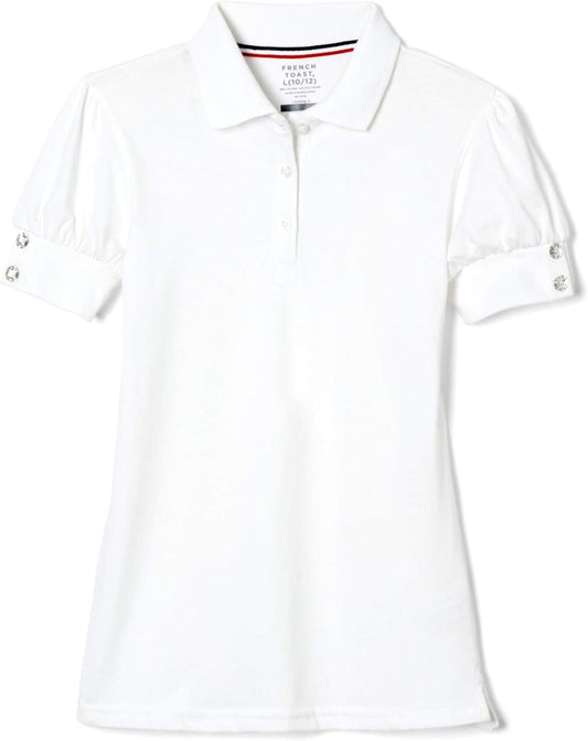 Girls Plus Size' Puff Sleeve Double Button Polo