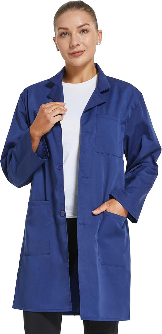 Professional Lab Coat for Women Long Sleeve, White, Unisex