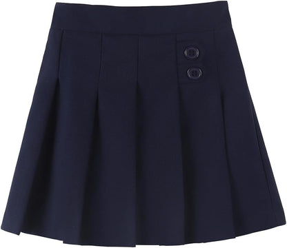 Girls Button Pleated Scooter Skirt School Uniform