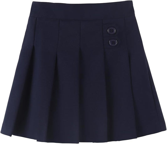 Girls Button Pleated Scooter Skirt School Uniform