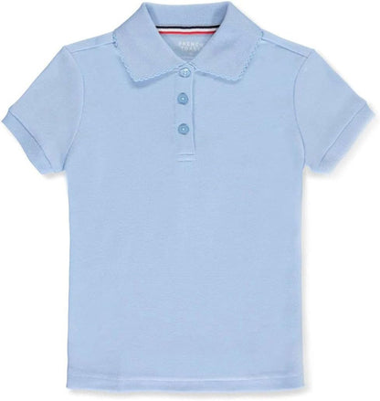 Girls' Short Sleeve Picot Collar Polo School Uniform Shirt (Standard and Plus)