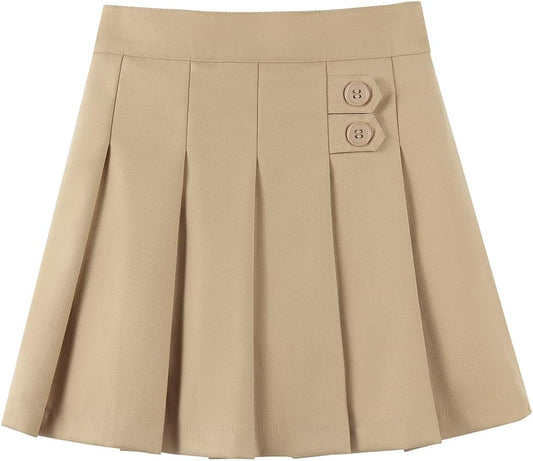 Girls Button Pleated Scooter Skirt School Uniform