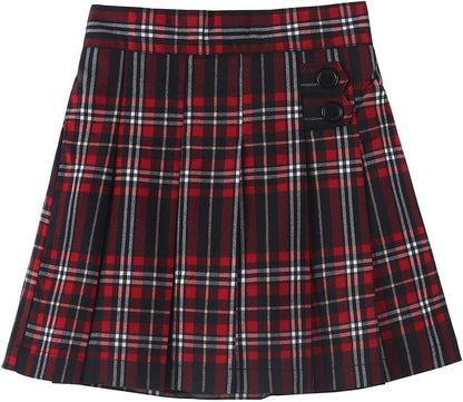 Girls Button Pleated Scooter Skirt School Uniform