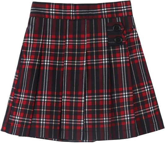 Girls Button Pleated Scooter Skirt School Uniform