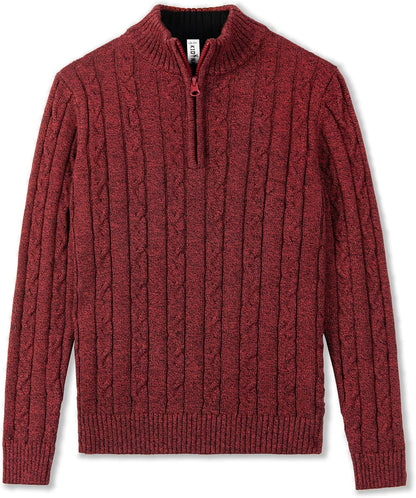 Kid Nation Boys Sweater 100% Cotton Quarter Zip Sweater Kids Cable Knit Casual Pullover (Previously Amazon Essentials)