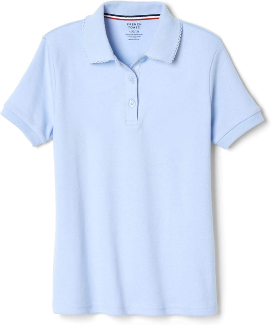 Girls' Short Sleeve Picot Collar Polo School Uniform Shirt (Standard and Plus)