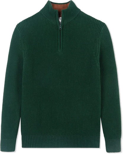 Kid Nation Boys Sweater 100% Cotton Quarter Zip Sweater Kids Cable Knit Casual Pullover (Previously Amazon Essentials)