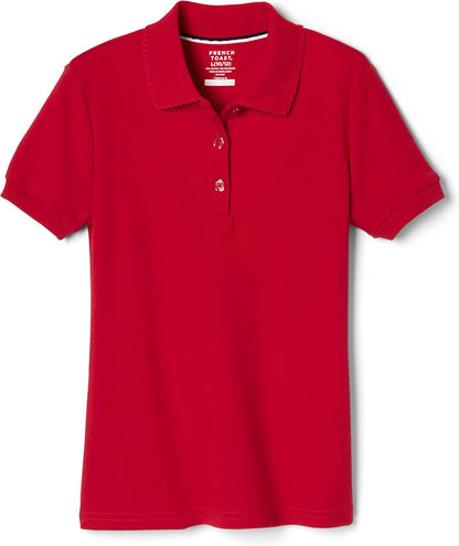 Girls' Short Sleeve Picot Collar Polo School Uniform Shirt (Standard and Plus)