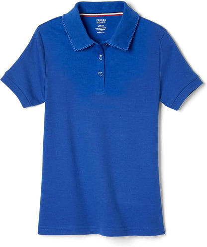 Girls' Short Sleeve Picot Collar Polo School Uniform Shirt (Standard and Plus)