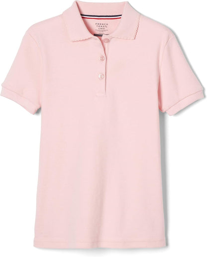 Girls' Short Sleeve Picot Collar Polo School Uniform Shirt (Standard and Plus)