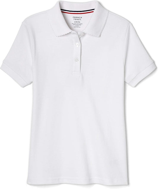 Girls' Short Sleeve Picot Collar Polo School Uniform Shirt (Standard and Plus)