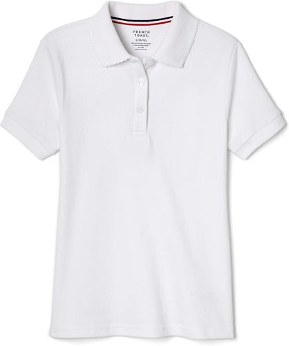 Girls' Short Sleeve Picot Collar Polo School Uniform Shirt (Standard and Plus)