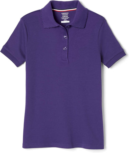 Girls' Short Sleeve Picot Collar Polo School Uniform Shirt (Standard and Plus)