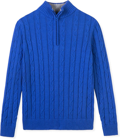 Kid Nation Boys Sweater 100% Cotton Quarter Zip Sweater Kids Cable Knit Casual Pullover (Previously Amazon Essentials)