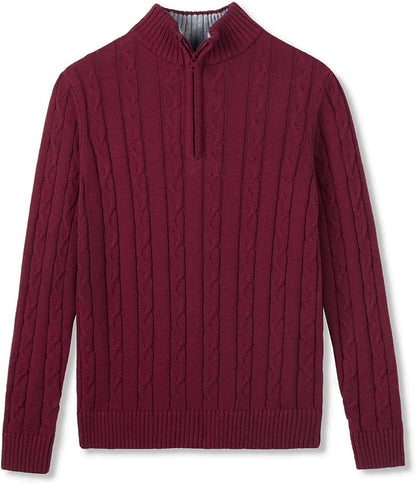 Kid Nation Boys Sweater 100% Cotton Quarter Zip Sweater Kids Cable Knit Casual Pullover (Previously Amazon Essentials)