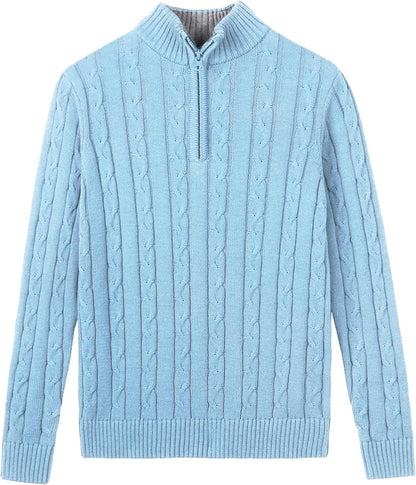 Kid Nation Boys Sweater 100% Cotton Quarter Zip Sweater Kids Cable Knit Casual Pullover (Previously Amazon Essentials)